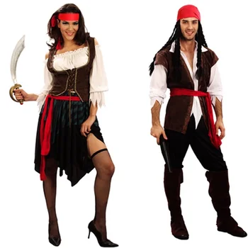 Kapitonas piratai karibų jūros Piratas Jack Sparrow fantasia Suaugusiųjų Cosplay Fancy Dress Karnavalas Helovyno Cosplay Kostiumų Moterys Vyrai