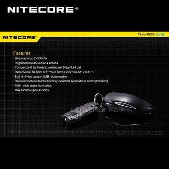 Karšto Naujas Produktų, Nitecore VAMZDIS-BL USB Įkraunamas LED Keychain Žibintuvėlis su Mėlyna Šviesa
