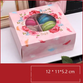 Kawaii Rožinė/Žalia Macaron Dėžės, 6 Macarons Cukraus Konteineriai Cupcake Dėžės su Nuimamu Dėklas Maisto Virtuvės Reikmenys Atvejais