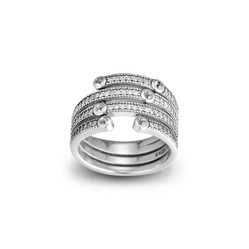 Kibirkščiuojantis Vandenyno Žiedas 925 Sterlingas Sidabro Aišku, CZ Žiedai Moterų Dalyvavimas Vestuvių Dovana Europoje Papuošalai