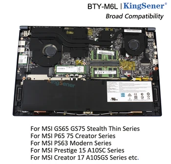 KingSener Naujas BTY-M6L Nešiojamas Baterija MSI GS65 GS75 Slaptas Plonas 8RF 8RE PS63 P65 P75 Kūrėjas 8RC 8SC 9SC 9SE MS-16Q3 Serija
