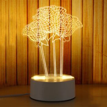 Kištukas 3D Pilis/Eifelio Bokštas/Gėlių/Gitaros formos LED Nakties Šviesos Lova staliukas Naktį Lempos Šviesos Miega