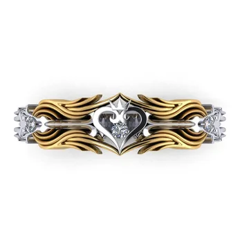 Klasikinis Aukso Sidabro Spalvos Žiedai Kristalų Cirkonis Karalienės Širdies Žiedas Dalyvavimo Šalies Žiedas Moterų Meilužio Dovana Prabangūs Papuošalai