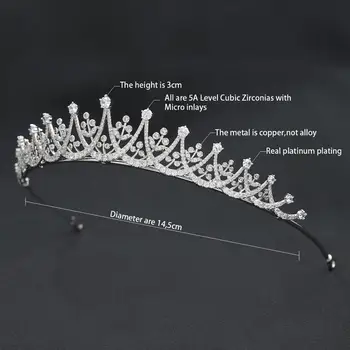 Kubinių Zirconia Royal Tiara, Vestuvių,Princesė Rožančiai Diademe už Nuotakos Plaukų Papuošalai CH10376
