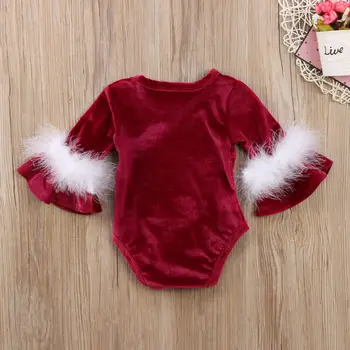 Kūdikis, Kalėdų Bodysuit Drabužius Kūdikiams, Mergaitėms ilgomis rankovėmis Aksomo Bodysuit kūdikių jumpsuit princesė pliušinis drabužius kalėdų dovana