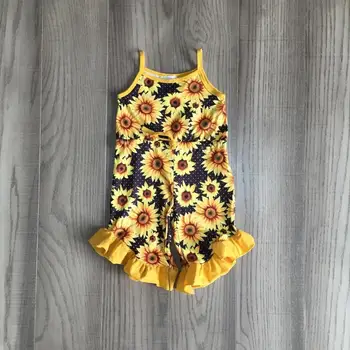 Kūdikių mergaičių drabužius mergina saulėgrąžų romper kūdikis, vaikas, vasarą, geltona romper