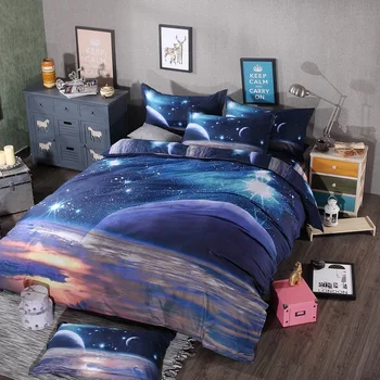 Kūrybos Galaxy 3D Patalynės Komplektas Visatos, Kosmoso Tematikos Galaxy Spausdinti patalynė Antklode padengti & pagalvės užvalkalą Karalienės dydžio bedclothe