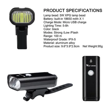 LED Dviračio Žibintas USB Įkrovimo Dviračio Priekinis Žibintas 3-5 rūšių Dviračių Žibintai Saugos Žibintuvėlis Su Šviesa