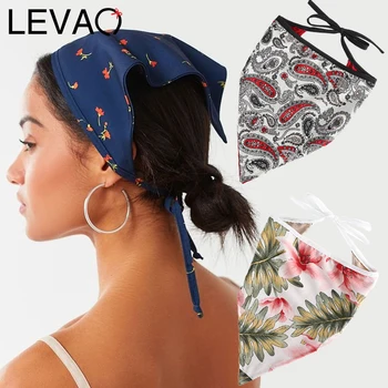 LEVAO 2020 Spausdinimo Lankelis Moterų Užsakymą Turbaną galvos Apdangalai Galvos Wrap Kerchief Trikampis Mados Vasaros Mergaitės Hairbands