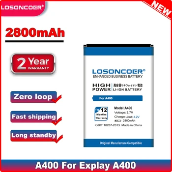 LOSONCOER 2800mAh Telefono Baterija EXPLAY A400 Baterija Baterijos