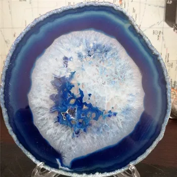 Larrge agatas Geode brangakmenio miestelyje mėlynas Agatas Gabalas+stentai 120-140MM gydymo kvarciniai akmenys ir kristalai buities reikmėms dekoro dovana