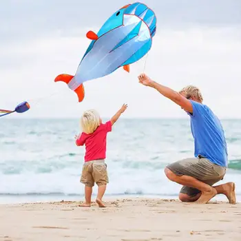Lauko sporto Didžiulis 3D Banginis Minkštas Frameless Plaukioja Latawca su 30m Linija Vaikams, vaikų Žaislas Minkštas Parafoil Milžiniškas Banginis Lengva pradėti