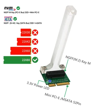 M. 2 SSD / B+M klavišą SATA Autobusų SSD prie Mini PCI-E Adapterį Vertikalus montavimas Nvme NGFF 2280 Tipo SSD mSATA Kortelės Skaičiuoklė