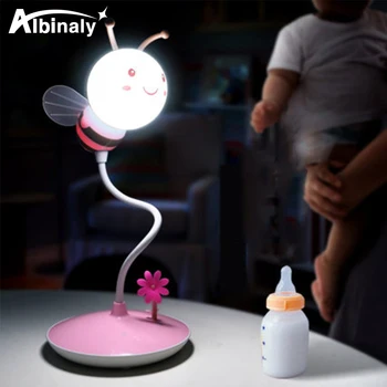 MINI Bičių LED Nakties Šviesos Miegamojo Lovos Gali Būti Koreguojamos Reguliariai Ryškumas Animacinių filmų Stalo Lempa Vaikams, Kūdikiams, Vaikams, Lempos