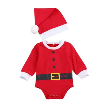 Ma&Baby 0-12M Kalėdų Naujagimiui Baby Girl Berniukas Romper Mielas Kalėdų Senelio Kostiumų + Hat Kalėdos Jumpsuit