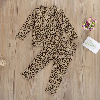 Ma&Baby 1-6Y Bamblys Vaikas, Kūdikis, Leopardas Pajama Komplektai Atsitiktinis ilgomis Rankovėmis marškinėliai Kelnės Rudenį Vaikų Drabužių Komplektas Komplektai