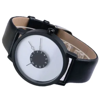 Mados Prekės ženklo PU Odos Sportiniai Laikrodžiai Apyrankę Baltos Dial&Sidabro Pasukti Ratuką Laikrodžiai Hombres Kvarco Atsitiktinis Riešo Žiūrėti Reloj