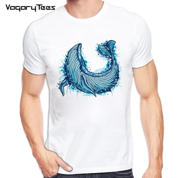 Mados Ryklys Spausdinti Mens T-shirts Originalus Bule Banginis Dizaino marškinėliai Vyrams Aukštos Kokybės Atsitiktinis Trumpas Rankovės Hipster Viršūnes Marškinėlius