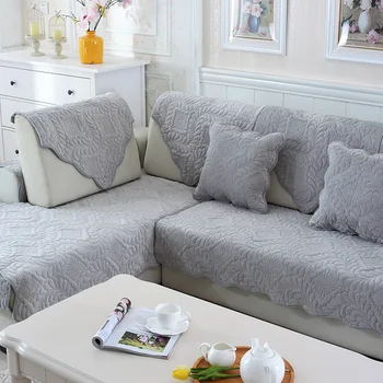 Mados Vientisų Spalvų Pliušinis Sofa Cover Sustorėjimas, Modernus Minimalistinio L-formos neslidus Sofos Pagalvėlių Porankiu Rankšluostį