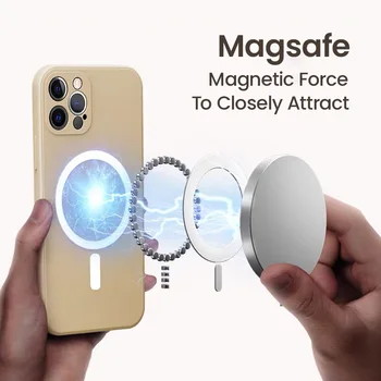 Magnetinio Originalus Skystu Silikonu Prabanga Atveju iPhone 12 Pro Max 12 Mini atsparus smūgiams Minkštas Viršelis Parama Magsafe Belaidžio