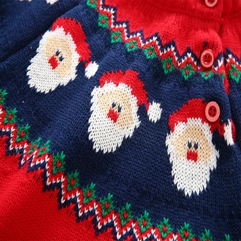 Megzti Kalėdinis Megztinis Rudenį Medvilnės Baby Girl Žiemos Kailių Kamuolys Santa Claus Siuvinėti Bamblys Berniukai Viršūnes Megztinis Drabužiai