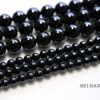 Meihan Nemokamas pristatymas (2 kryptys/set) Gamtos 4mm juodas spinel sklandžiai turas prarasti karoliukai papuošalai priėmimo dizaino ar dovana