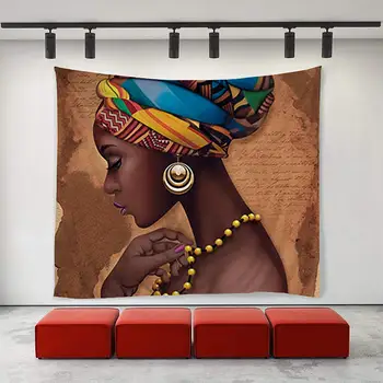 Merginos Tradicinių Afrikos Moterų Juodieji Gobelenai Sienos Menas