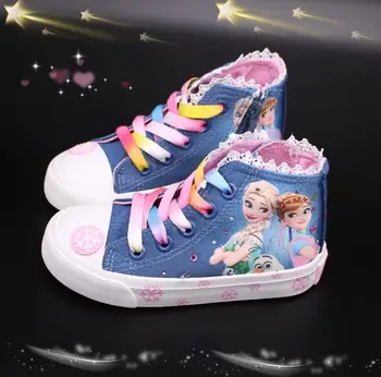 Merginos užšaldyti elsa princesė drobė batai vaikams žemų dažnių sneaker Animacinių filmų minkšti laisvalaikio bateliai Dydis 26-37
