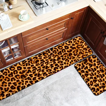Mikropluošto Grindų Kilimėlis Virtuvės Kilimėlių Leopard Print Modelis kilimas Minkštas Plaunamas Vandens Absorbentas Anti-Slydimo Vonios kambarys, Miegamasis Plotas Kilimas