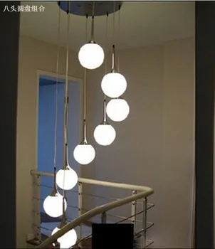 Modernus minimalistinis laiptų liustra sukasi ilgai liustra Villa du kartus kūrybos stiklo kamuolys asmenybės restoranas LED žibintai