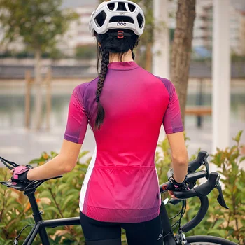 Moteris rožinių dviračių džersis vasaros orui quick dry anti-sumažinti trumpas rankovės dviratį nešioti jersey kelių dviračių džersis audinys
