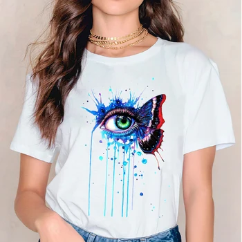 Moterų 2020 m. 3D Akvarelė Mados 90s Trumpas Rankovės Tshirts T Drabužiai, Marškinėliai, Moteriški Ponios Grafinis Moterų Tee Marškinėliai Drabužių