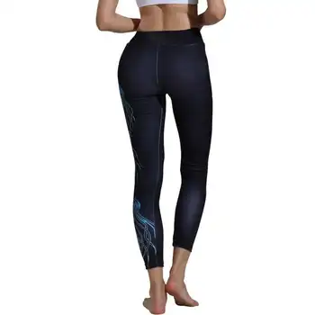 Moterų 3D skaitmeninis spausdinimas Jogos Kelnės Moteriška medūzos sporto fitneso kelnės Slim plonas kvėpuojantis sportinių šokių kelnės