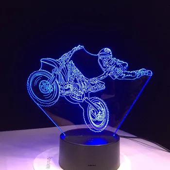 Motociklo Stunts Touch Stalo lempa 7 Spalvų Keitimas Stalo Lempos 3D Lempos Naujovė Naktį Led Šviesos diodų (LED Šviesos Lašas Laivas Naujųjų Metų Dovana
