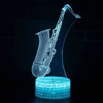 Muzikos instrumentų-Saksofonu tema 3D LED Lempos naktį šviesos 7 Spalvų Keitimas Palieskite Nuotaika Lempos Kalėdinių Dropshippping