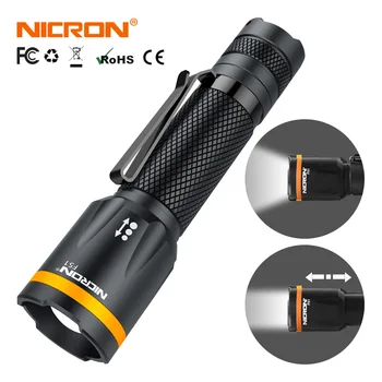 NICRON F51 Zoomable LED Žibintuvėlis 600 Liumenų 14500 Li-ion Baterija Vandeniui IPX4 Jojimo Lauko Mini LED Žibintuvėlis Šviesos