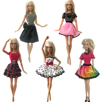 NK 5 Vnt. / daug Naujos Lėlės Suknelę Rankų darbo Kostiumas Kasdien Atsitiktinis Suknelė Dėvėti Drabužius Barbie lėlės Priedai Festivalio Dovana Mergaitė