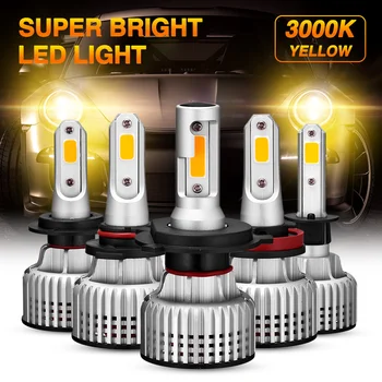 NOVSIGHT 9006 LED Žibintų Lemputės H1 H3 H4 H7, H11 H8, H9 H13 9005 9007 3000K Geltona 10000LM 72W Priešrūkinis Žibintas Automatinis priekinių Žibintų