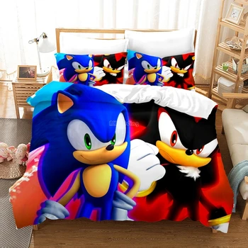 Namų Tekstilės Sonic The Hedgehog Animacinių filmų 3d Patalynės Komplektas Vaikams Patalynė Europa/JAV/Australija Quen King Size Antklode Padengti Rinkiniai