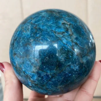 Natūraliai Mėlyname Apatite Akmens Srityje Kristalų Reiki Healing Kamuolys