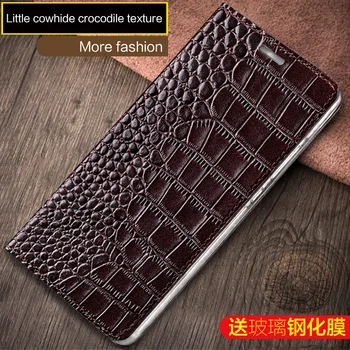 Natūralios odos Flip Case For Samsung Galaxy S20 Ultra a50 a71 a30 a51 Pastaba 10 9 8 s10 s9 Plus s7 s8 Krokodilas grūdų Dangtis