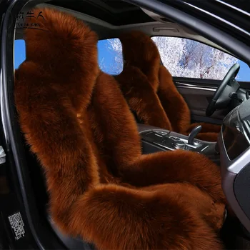 Natūralus Australijos Vilna Automobilių Sėdynės Padengti Žiemą Šilti Kailiniai Sėdynės Pagalvėlės Universaliųjų 1 Vnt Priekinės Sėdynės Padengti Auto Interjero Priedai