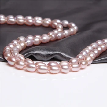 Natūralus rožinis bulvių ryžių Ovalo formos perlų karoliukus, Gėlo vandens Dirbtiniu būdu išaugintų Perlų prarasti Karoliukai Papuošalai Priėmimo 
