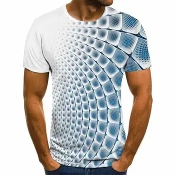 Nauja Vyriška Multi Dydis Krovimas Kietas marškinėliai trumpomis Rankovėmis, O-kaklo Spiralės Geometrinių Grafika 3D Atspausdintas T Shirts Vasaros Viršūnes