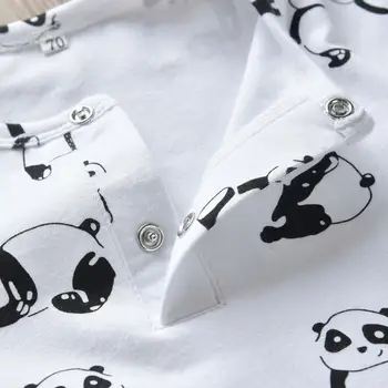 Naujagimiui Kūdikių Berniukų Rompers Atsitiktinis Ilgomis Rankovėmis Animacinių Filmų Panda Print Jumpsuit Rudenį Kūdikių Drabužiai Pižama