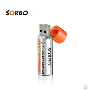 Naujas Atvykimo Įkraunamus Lipo Akumuliatorius SORBO 1,5 V 1200mAh USB Įkrovimo 1 Valandos Greitas Įkrovimas AA Li-po Baterija
