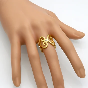 Naujas Prekės Ženklas Meilės Žiedas Moterims, Aukso Spalvos, Tuščiavidurė Širdies Žiedai, Vestuvių Žiedas Crystal Nerūdijančio Plieno Papuošalai Moterų Piršto Žiedą