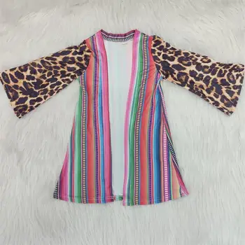 Naujas atvykimo dryžuotas outwear kūdikių mergaičių leopard striukė asmenybės vaikai rudenį kailis boutique vaikų drabužių gxj