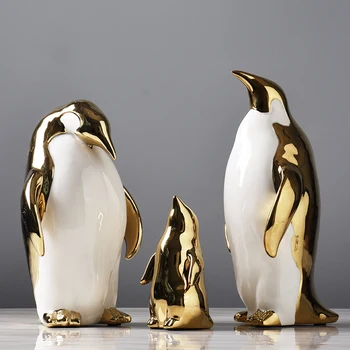 Naują Šiaurės stiliaus Aukso Keramikos Pingvinas Amatų, Apdailos Kūrybos Salonas Darbastalio Namuose Miegamojo Puošmena Gyvūnų statula Dovanos