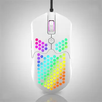 Nemokamai-vilkas M5 Laidinio Žaidimas Pelės Kvėpavimo RGB Spalvingas Tuščiavidures Korio Formos 12000DPI Žaidimų Pelė USB Laidinio Gamer Pelė
